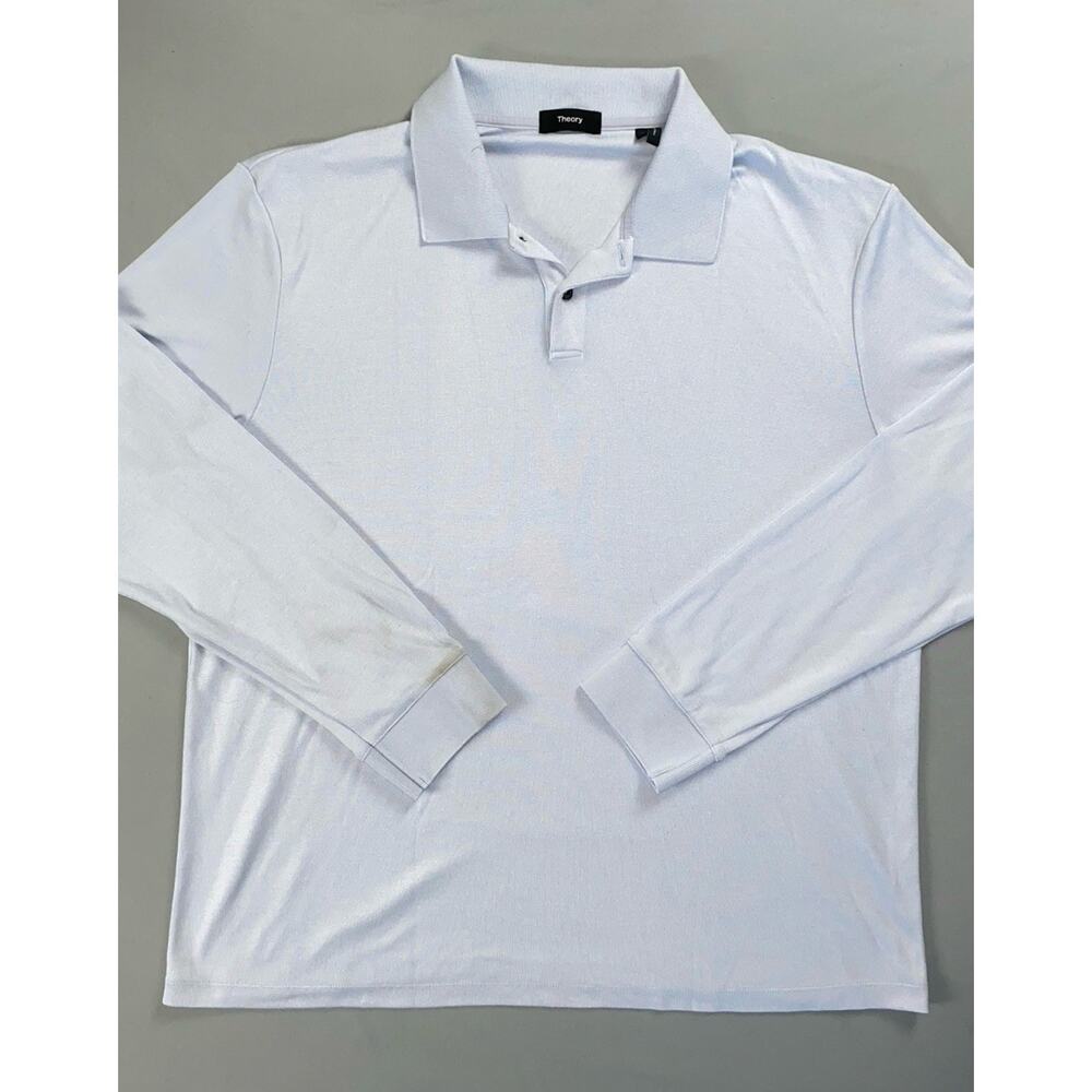 Theory Super Soft Knit Long Sleeve Pullover Polo Shirt. Light Purple, Men's XL.